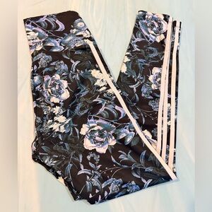 Adidas 3 stripes Black, Blue & Purple Floral Leggings - size small GORGEOUS 😍
